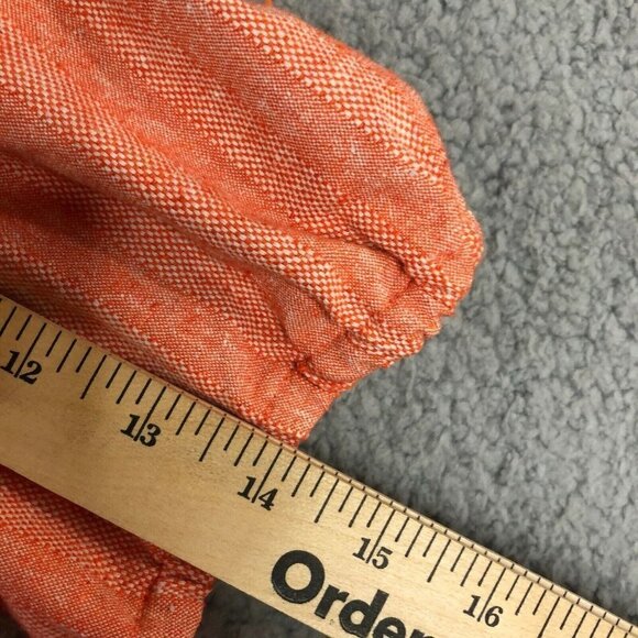 REVOLVE Line and Dot Zoe Wrap Top Linen Blend Puff Sleeve V-Neck Orange Small - Picture 10 of 11